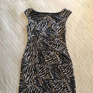 Dressbarn, sleeveless dress, black & tan, size 4